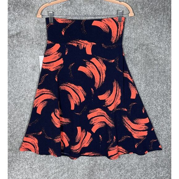 Lularoe Azure Brushstroke Pull On Skirt Womens Size S Stretch Blue Neon Orange - Picture 2 of 7